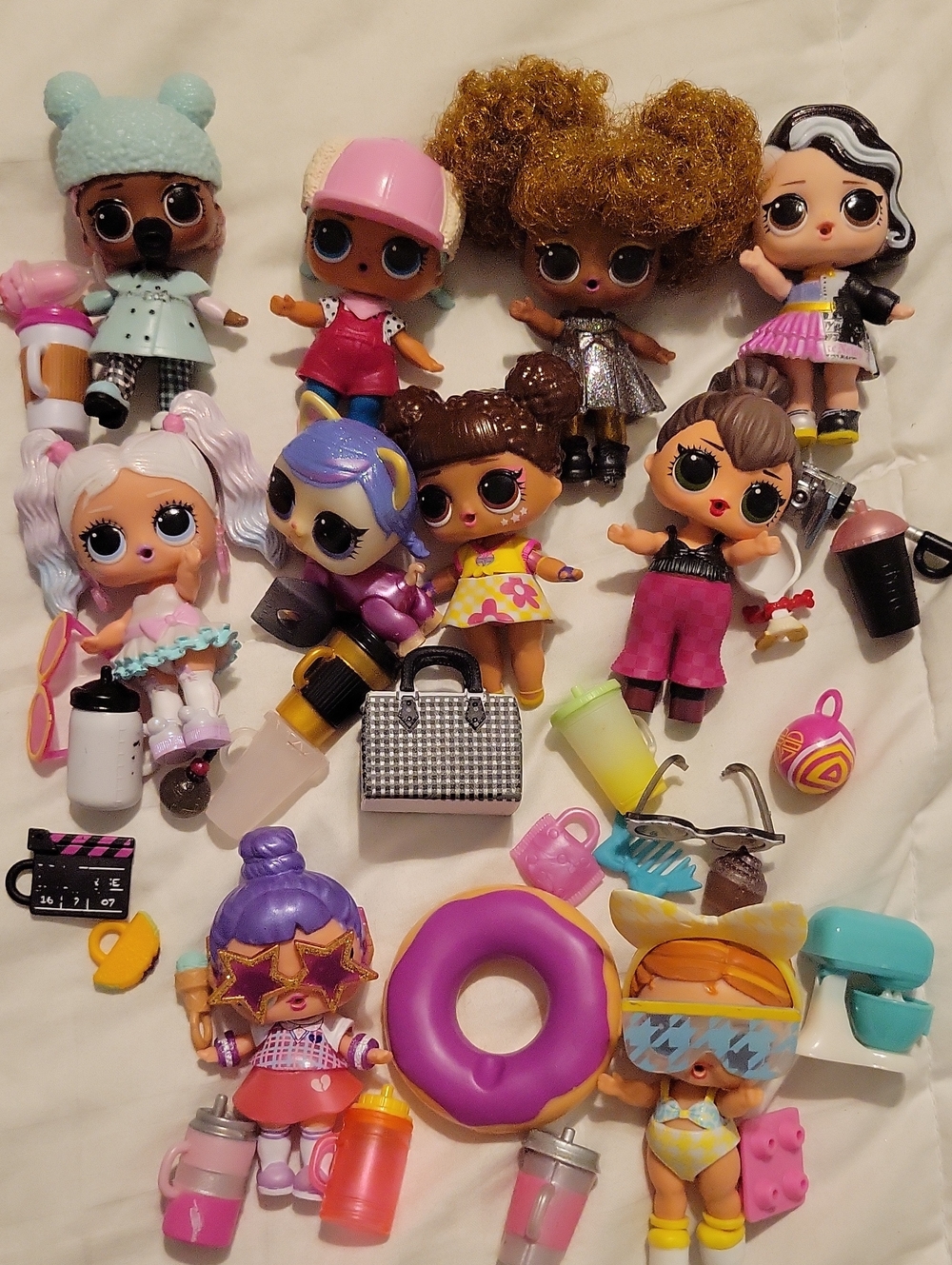 L.O.L. Surprise! Dolls Set with Pink, Purple, Yellow & Blue Accessories